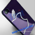 New Super Quality Plated Case Hard Cover for iPhone 4, 4S with Apple Pattern Swarovski Crystals Diamond(Purple)